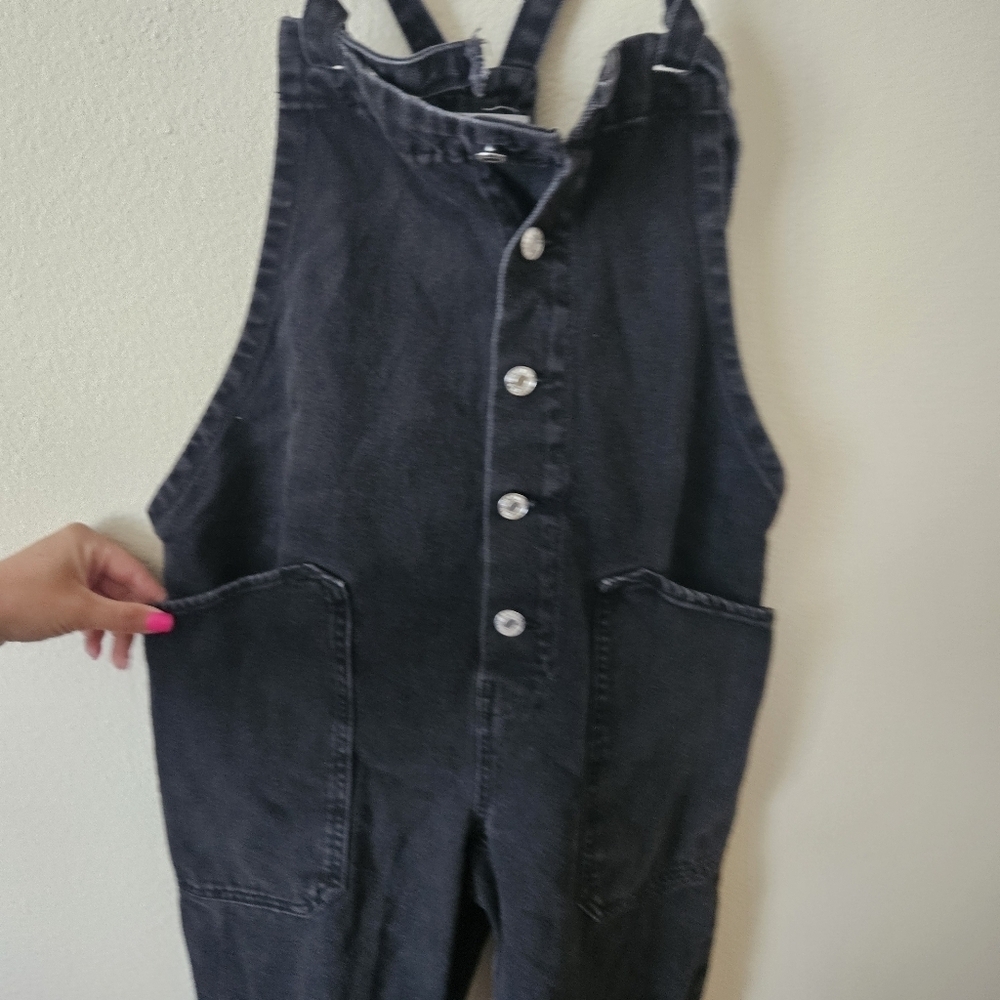 Mango Long Denim Dungarees Black S - Picture 3 of 9